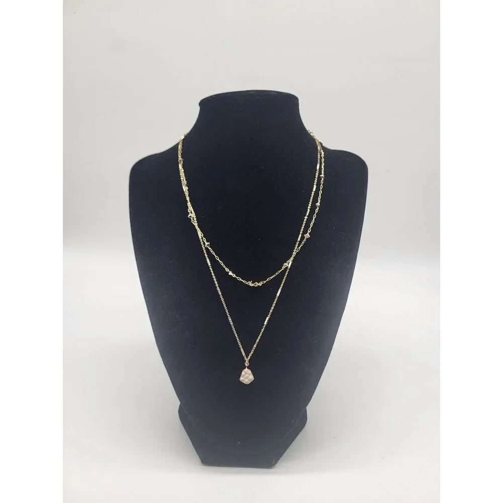 Kendra Scott Clove Multi Strand Layered Necklace Gold Plated Minimalist - Picture 1 of 8